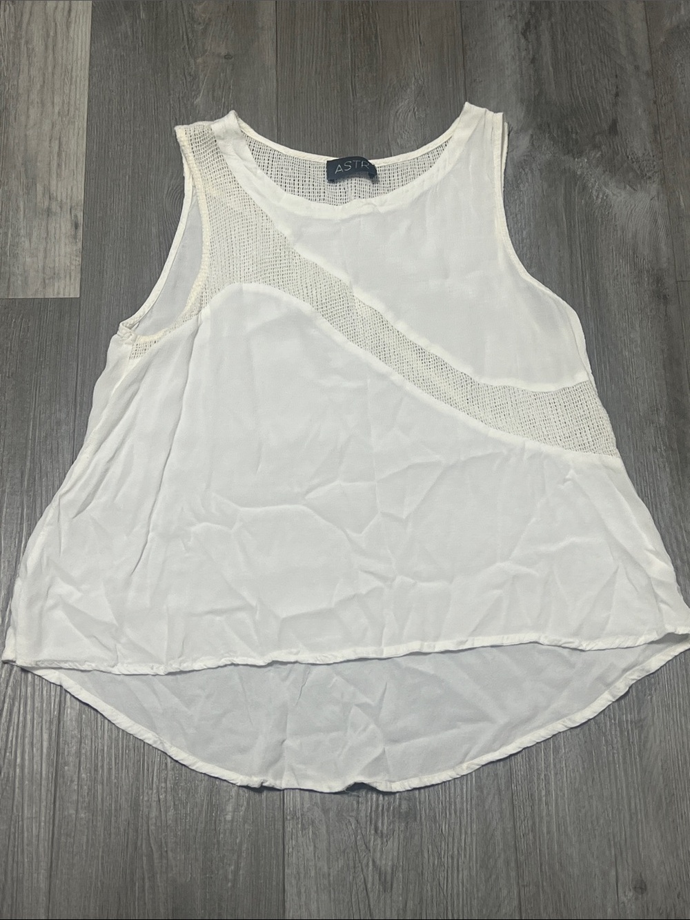 ASTR sleeveless tank top with sheer mesh panel details/ off white/ size M